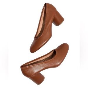 Madewell Round-Toe Block Heel Leather Pumps